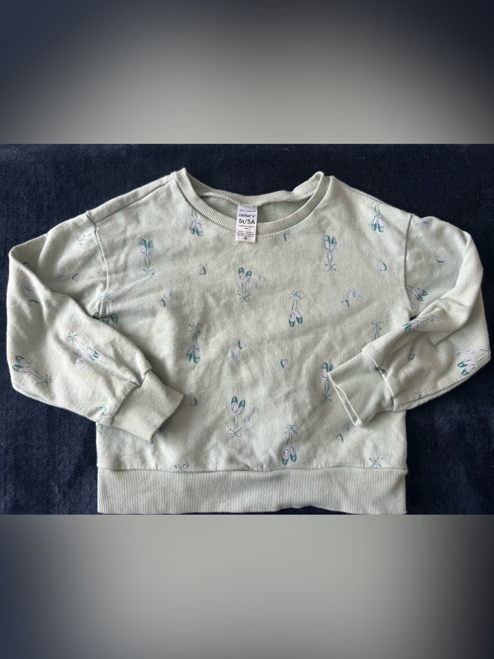 Carter's Light Sage Green Pullover Sweatshirt with Tiny Floral Prints